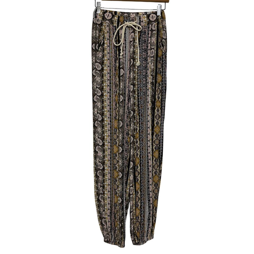 POL Boho Stripe Jogger Pants Elastic Waist Drawstring Size Small